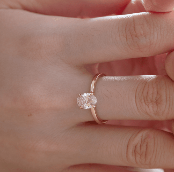 Lab Grown Oval Diamond SolitaireNatural Oval Diamond Engagement Ring1.50ct Oval Diamond Ring on Hand