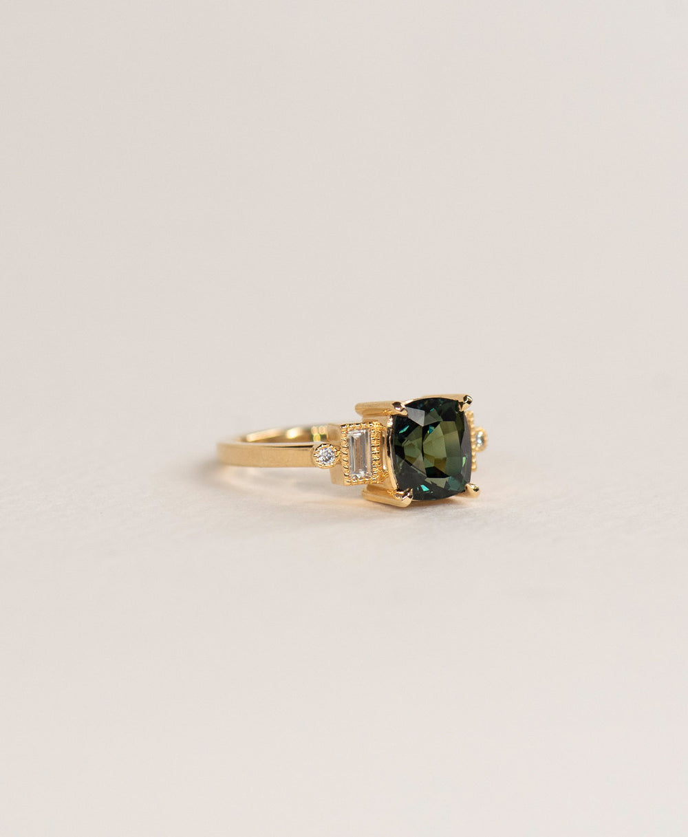 3 Carat Engagement RingGreen Diamond RingTeal Blue DiamondDiamond Cluster EngagementUnique Color DiamondCushion Cut Cluster RingAlternative Engagement RingNature Inspired RingTeal Green Bridal JewelryRare Green Diamond