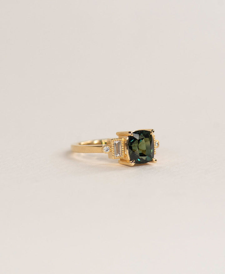 3 Carat Engagement RingGreen Diamond RingTeal Blue DiamondDiamond Cluster EngagementUnique Color DiamondCushion Cut Cluster RingAlternative Engagement RingNature Inspired RingTeal Green Bridal JewelryRare Green Diamond