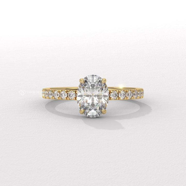 2.0CT-3.0CT Oval Moissanite Diamond Hidden Halo Engagement Ring