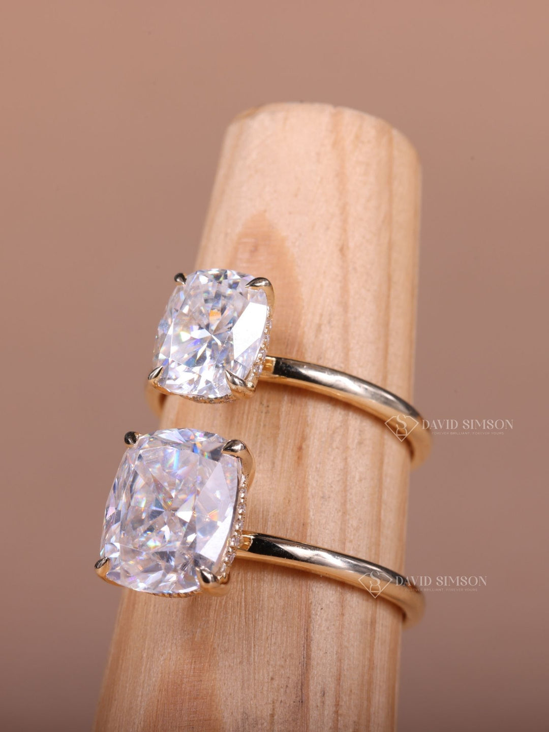 1.50CT-2.50CT Cushion Cut Moissanite Diamond Hidden Halo Engagement Ring