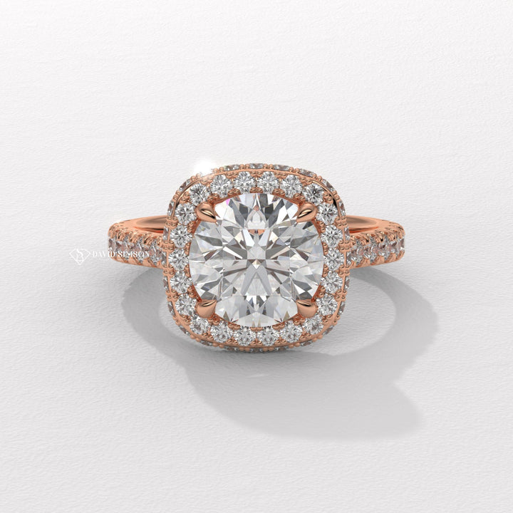 1.0CT-2.0CT Round Cut Moissanite Diamond Double Halo Engagement Ring