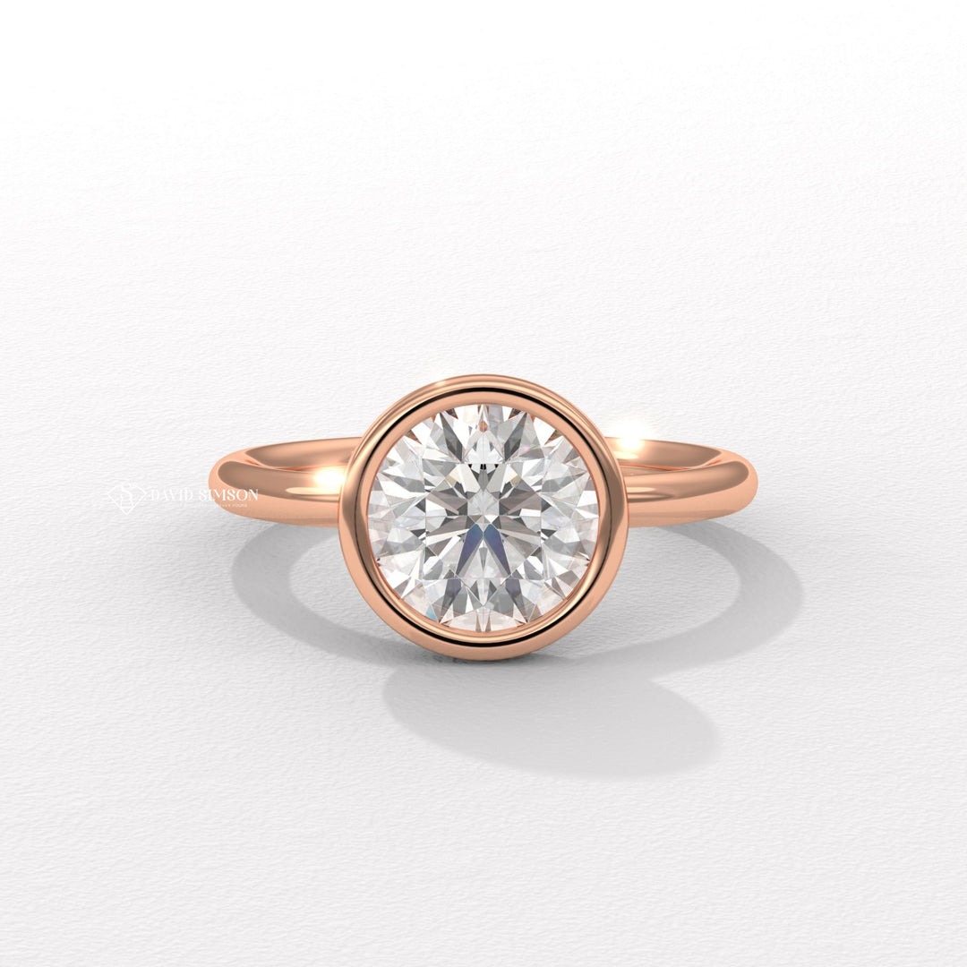 3.0CT-5.0CT Bezel Set Round Moissanite Diamond Engagement Ring
