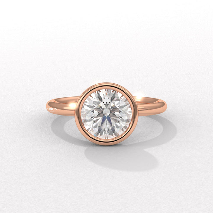 3.0CT-5.0CT Bezel Set Round Moissanite Diamond Engagement Ring
