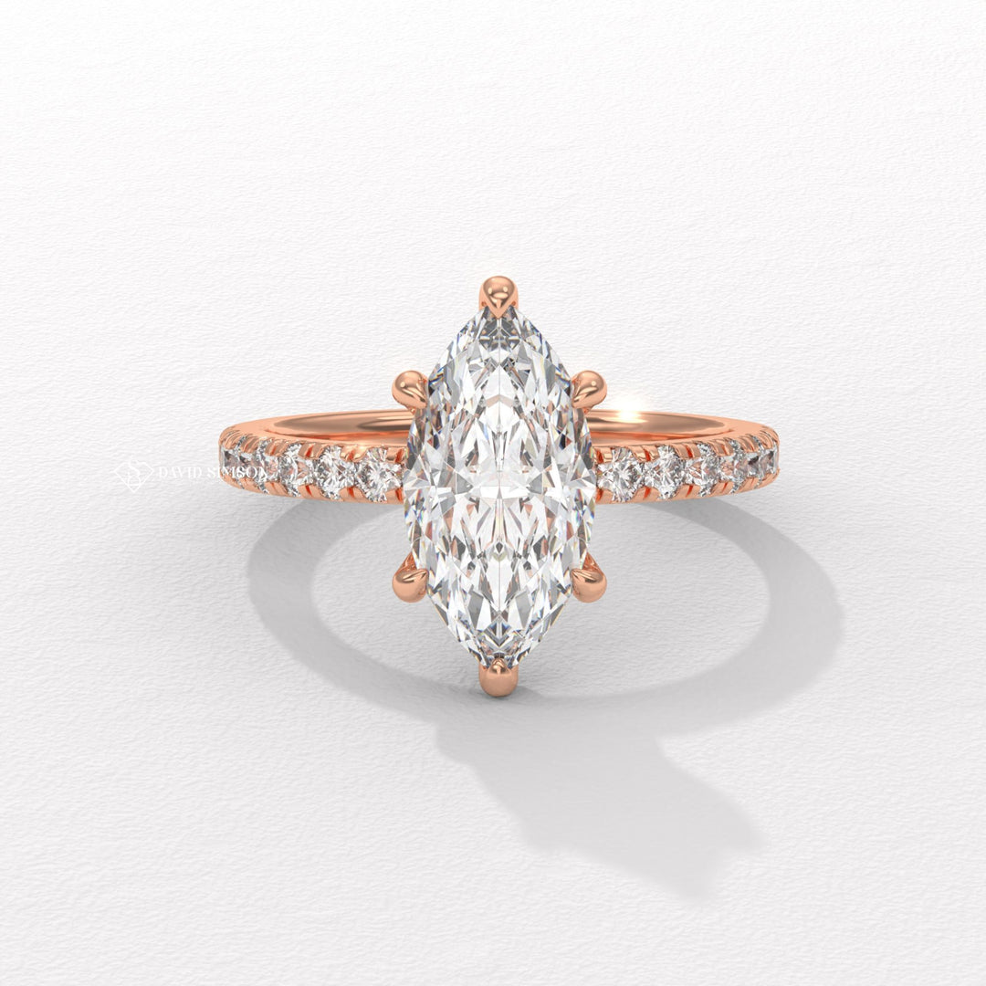 2.0CT-3.0CT Marquise Hidden Halo Moissanite Diamond Engagement Ring