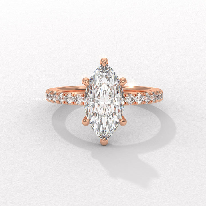 2.0CT-3.0CT Marquise Hidden Halo Moissanite Diamond Engagement Ring