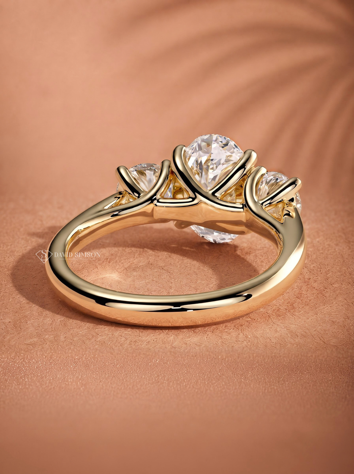 2.0CT-3.0CT Oval Lab Grown Diamond Three Stone Engagement Ring
