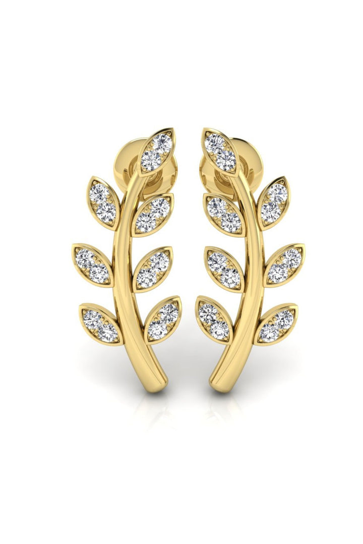 Leaf Shape Diamond Moissanite Earrings for Women