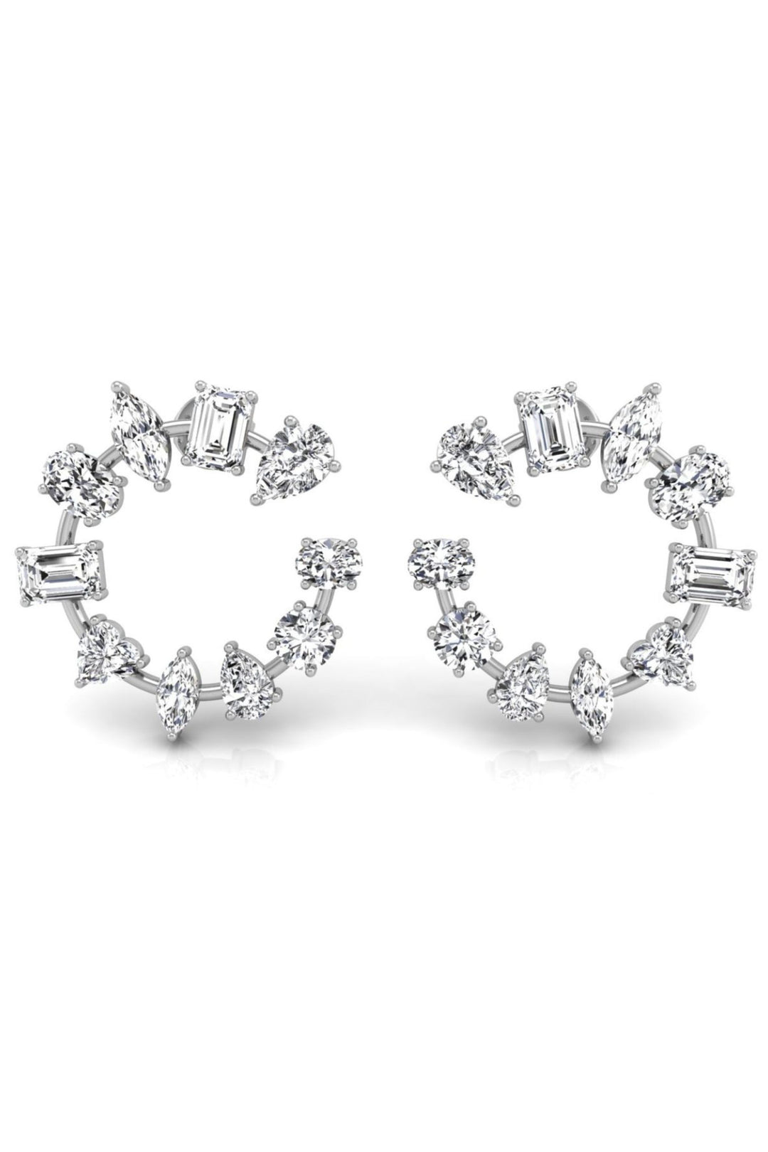 Multi Shaped Diamond Moissanite Round Earrings for Women
