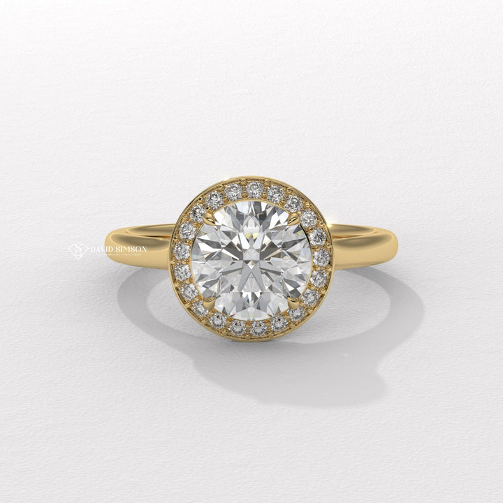 1.0CT-2.0CT Round Cut Moissanite Channel Halo Diamond Solitaire Engagement Ring