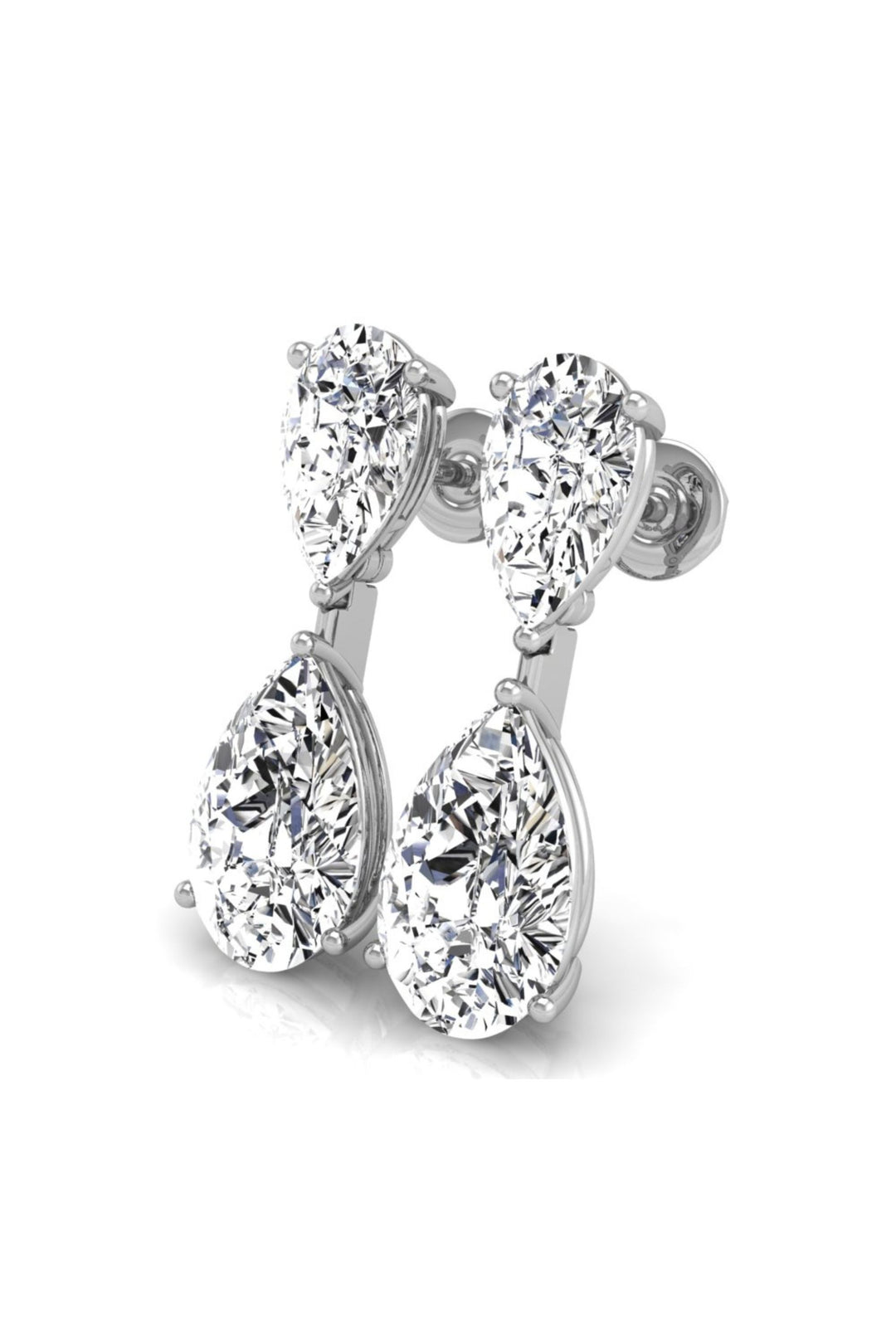 Pear Cut Moissanite Two Stone Diamond Earrings for Her