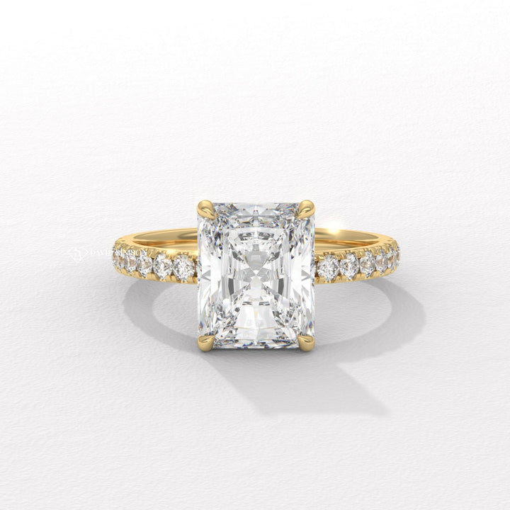 2.50CT-3.50CT Radiant Diamond Hidden Halo & pave Engagement Ring