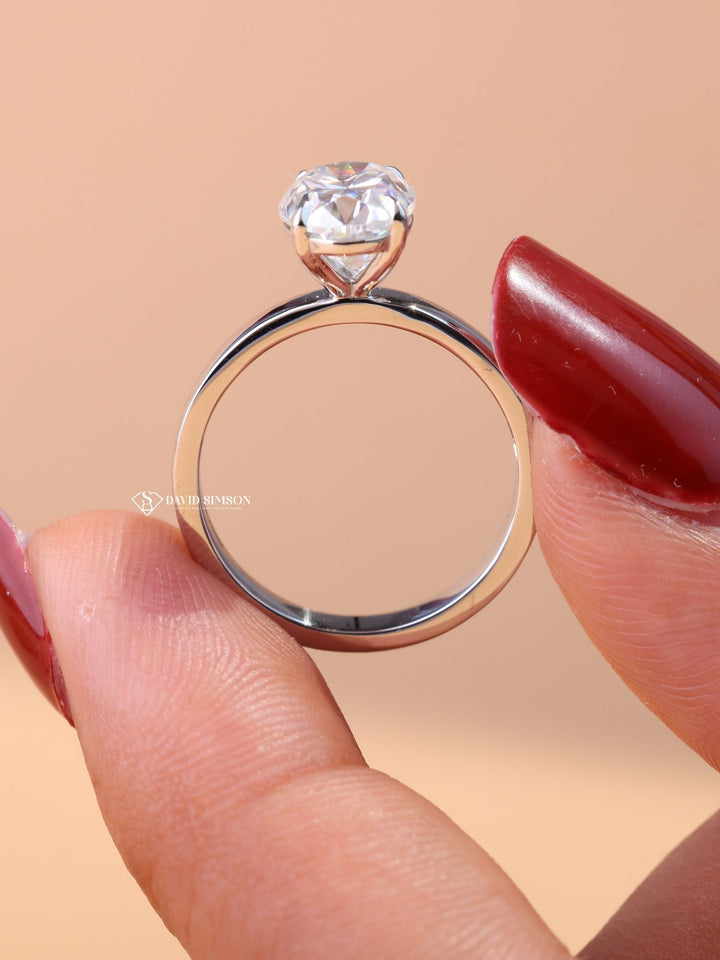 1.50CT-2.50CT Oval Cut Moissanite Diamond Thick Band Engagement Ring