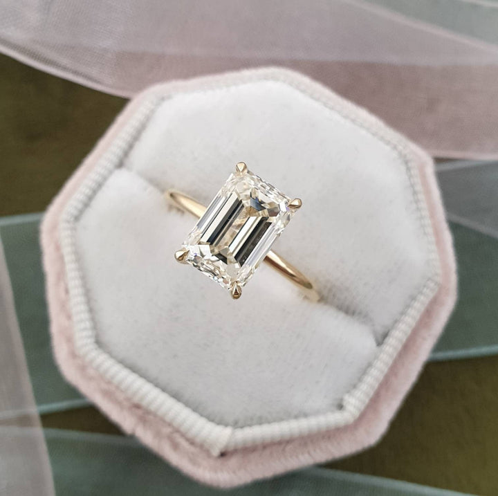 2ct Emerald D-VS1 Lag Grown Diamond Hidden Halo Engagement Ring