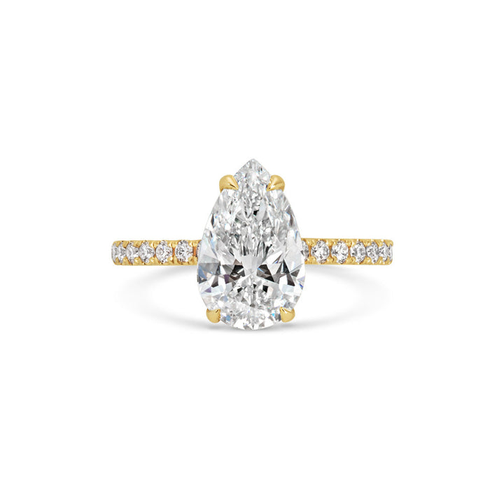 2ct Pear F- VS1 Lab Grown Diamond Pave Engagement Ring