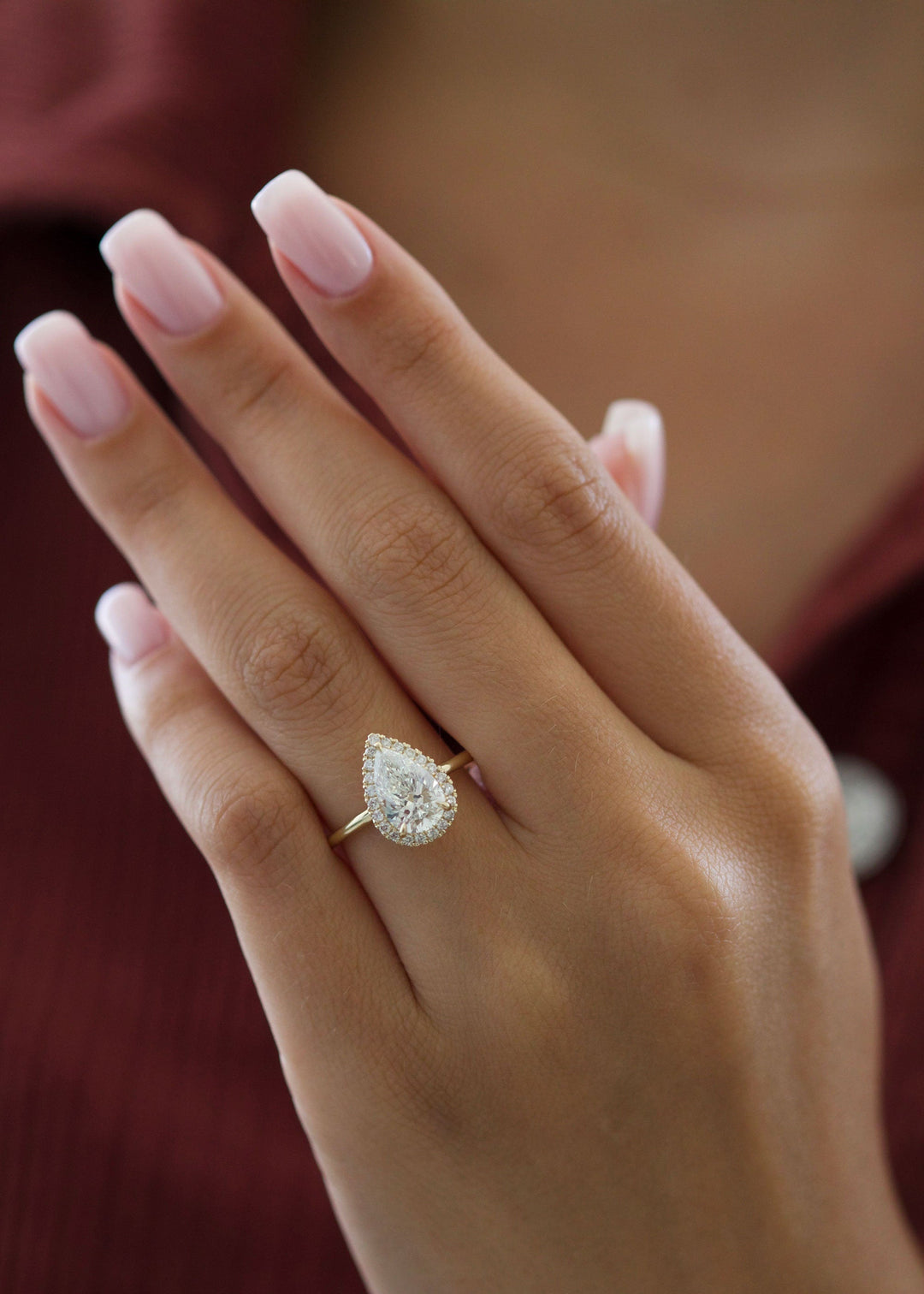 2ct Pear Halo G-VS2 Lab Grown Diamond Engagement Ring