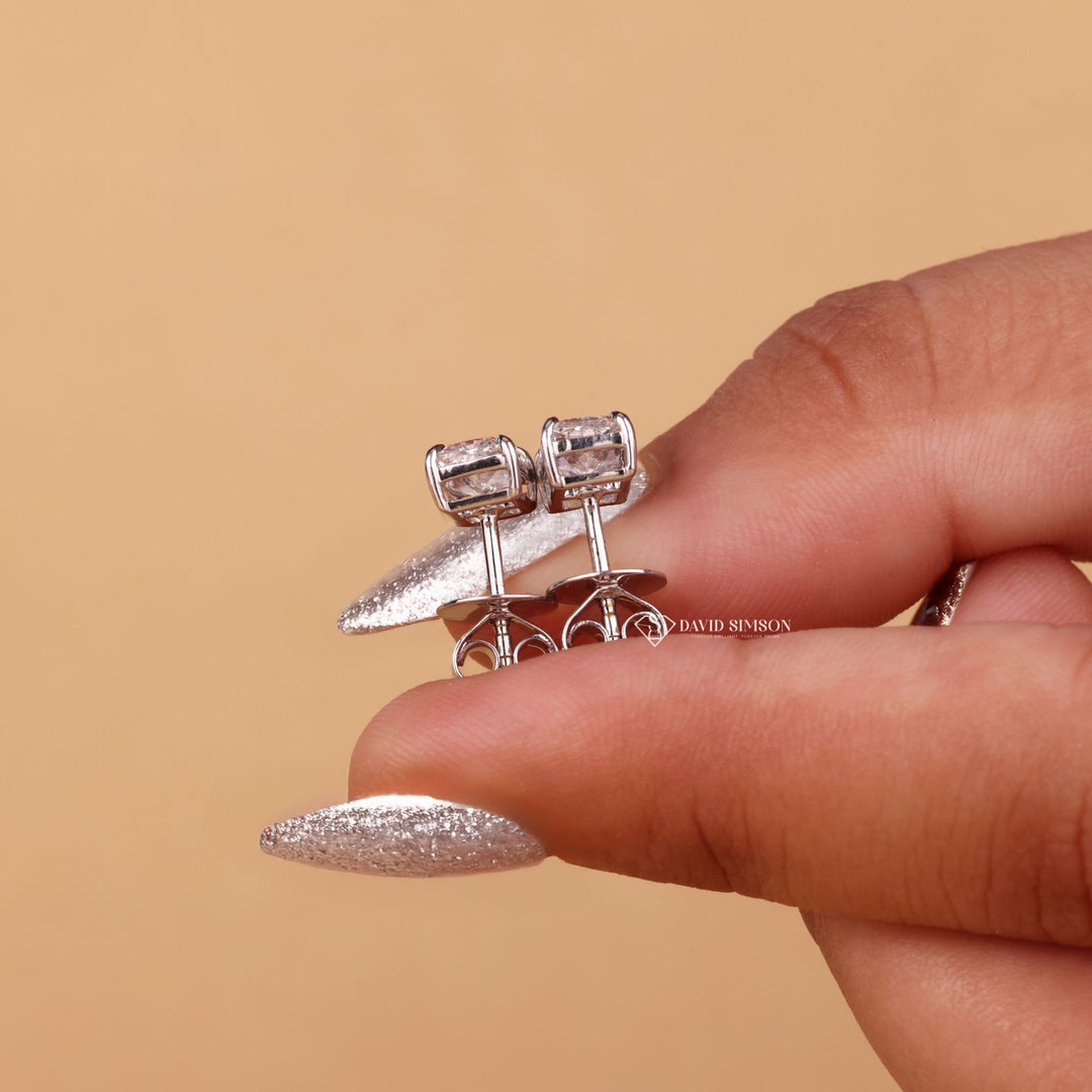 Yellow Gold Diamond Studs, Classic Diamond Studs, Radiant Cut Solitaire, Fine Jewelry Earrings, Birthday Gift for Her, Daily Wear Diamonds, Push Back Studs, Screw Back Diamond Studs, 