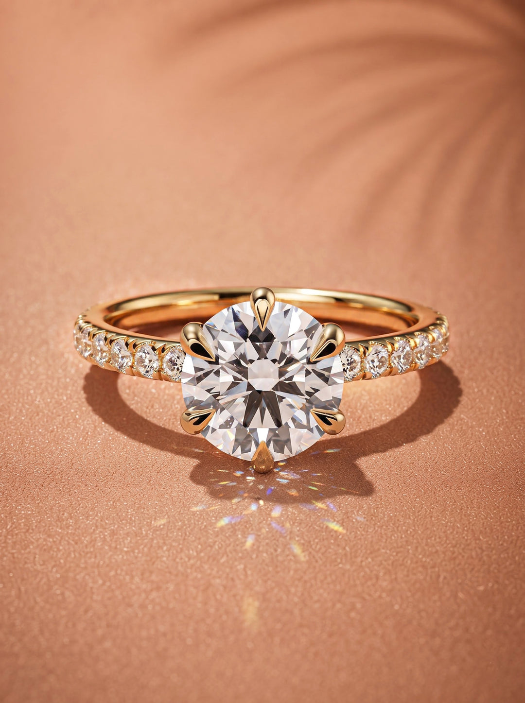 2.0CT to 3.0CT Round Lab Grown Diamond Pave Band Engagement Ring