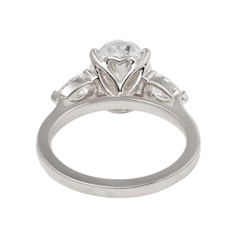 3.0ct-4.0ct Oval Cut Diamond Three Stone with Floral Basket Setting Engagement Ring