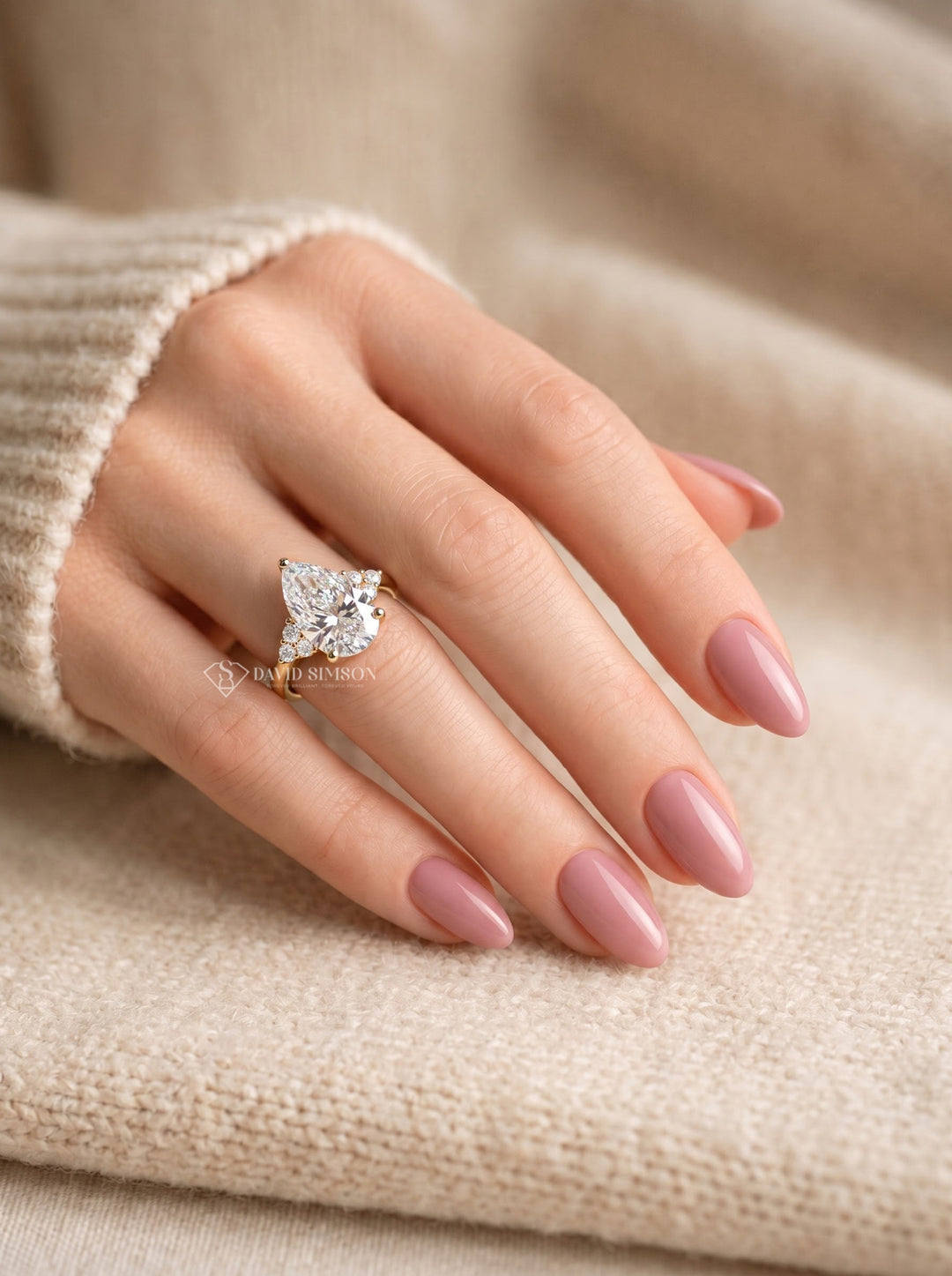 2.0CT to 3.0CT Pear Lab Grown Diamond Seven Stone Engagement Ring