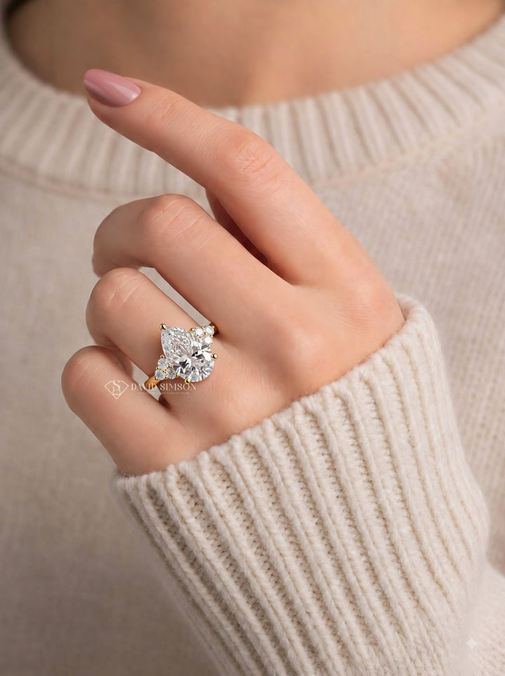 2.0CT to 3.0CT Pear Lab Grown Diamond Seven Stone Engagement Ring