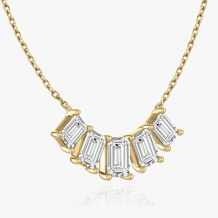 3.50CT Emerald F-VS Lab Grown Diamond Five Stone Necklace