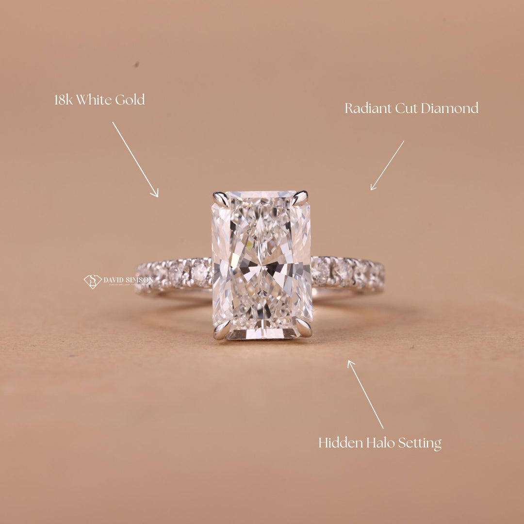 3.5 Carat Moissanite
Crushed Ice Radiant
Big Moissanite Ring
Radiant Solitaire Ring
Hidden Accent Ring
Modern Engagement Ring
Radiant Cut Jewelry
