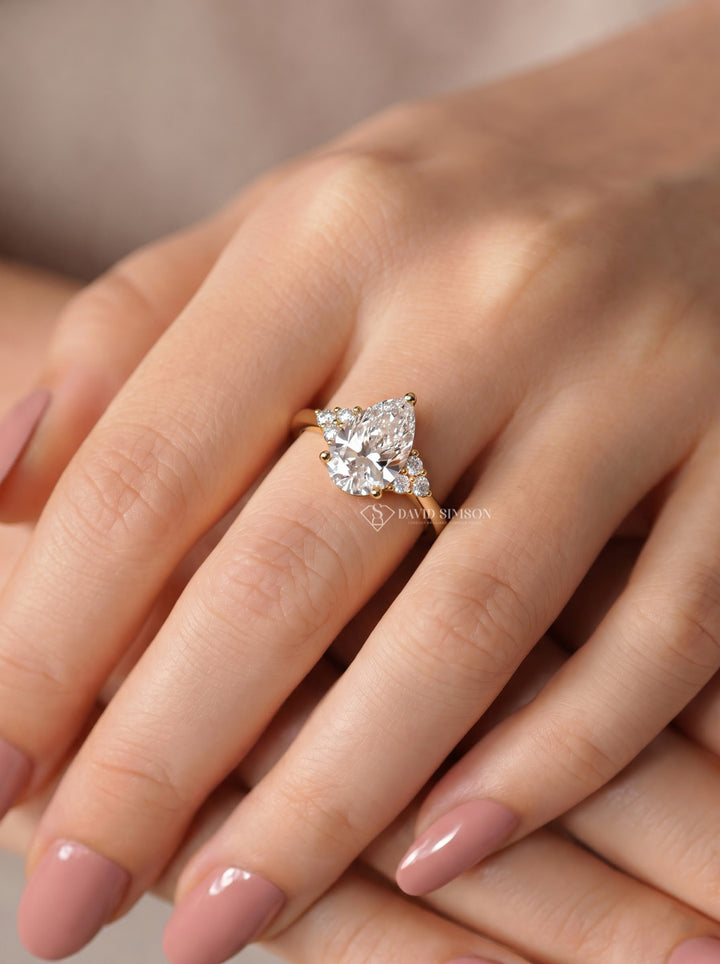 2.0CT to 3.0CT Pear Lab Grown Diamond Seven Stone Engagement Ring