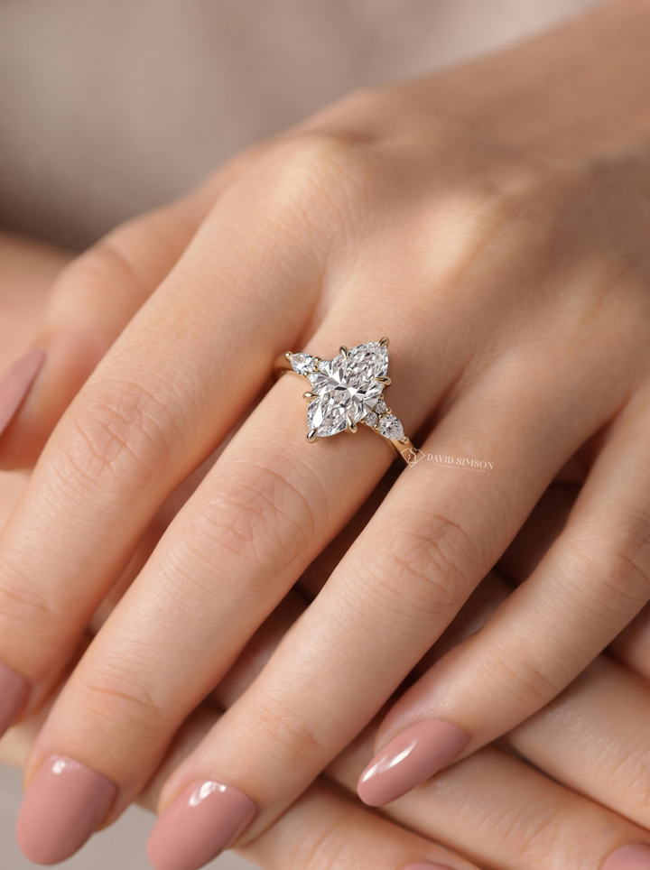 2.0CT to 3.0CT Marquise Lab Grown Diamond Seven Stone Engagement Ring