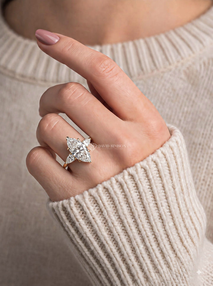 2.0CT to 3.0CT Marquise Lab Grown Diamond Seven Stone Engagement Ring