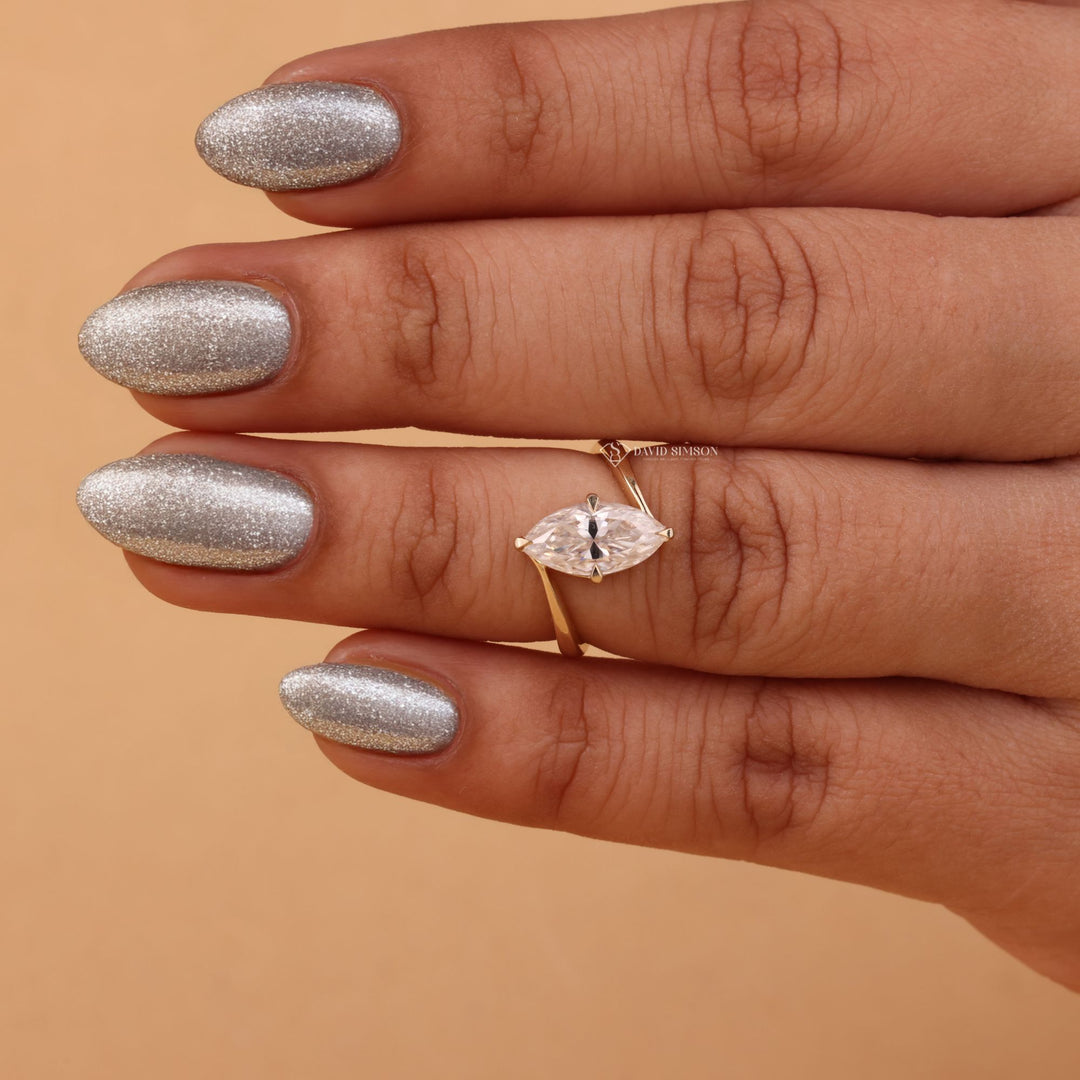Marquise Bypass Ring
Moissanite Bypass Engagement
Eve Engagement Ring
Marquise Diamond Alternative
