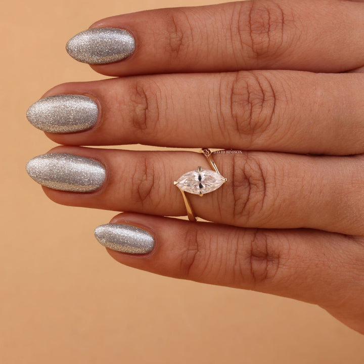Marquise Bypass Ring
Moissanite Bypass Engagement
Eve Engagement Ring
Marquise Diamond Alternative
