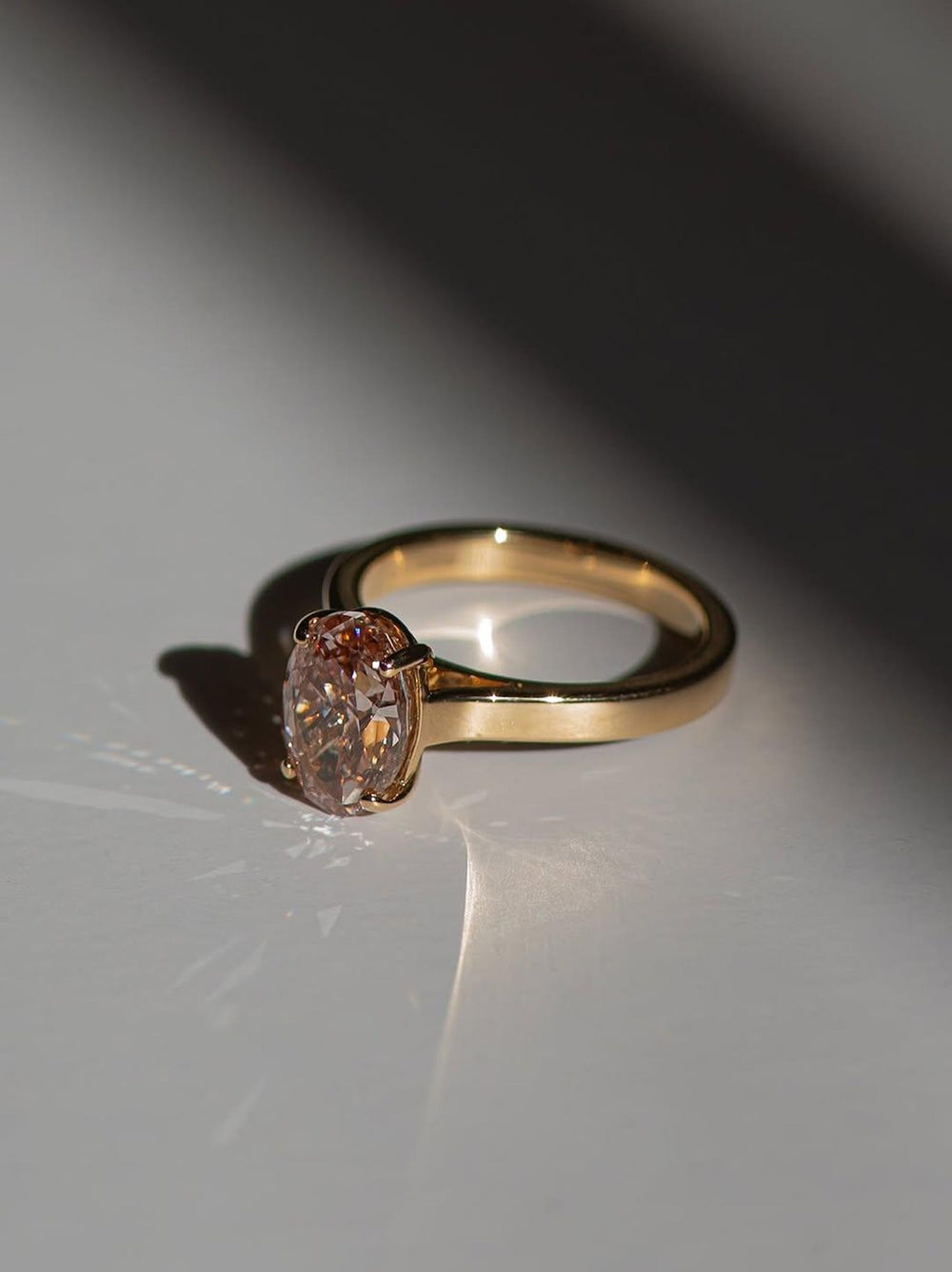 Pink Diamond Alternative
Oval Moissanite Ring
Heavy Band Engagement
Lab Grown Diamond Accents
Wide Band Ring

