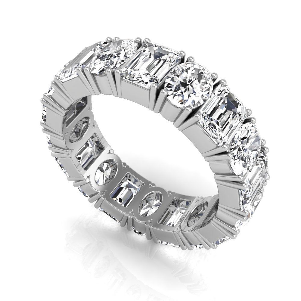 Oval and Emerald Cut Moissanite Alternative Diamond Wedding Band