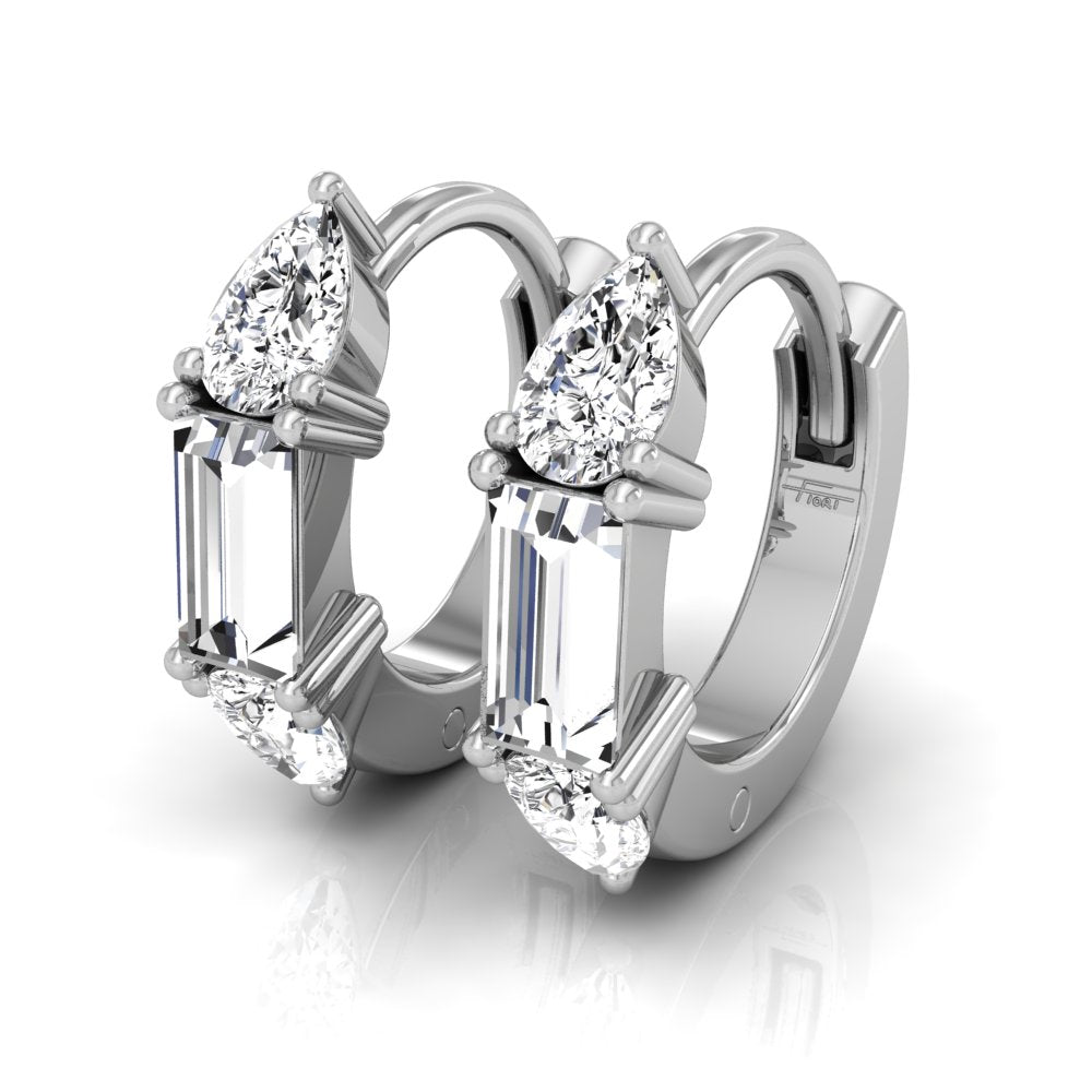 Pear & Baguette Diamond Moissanite Earrings for Women