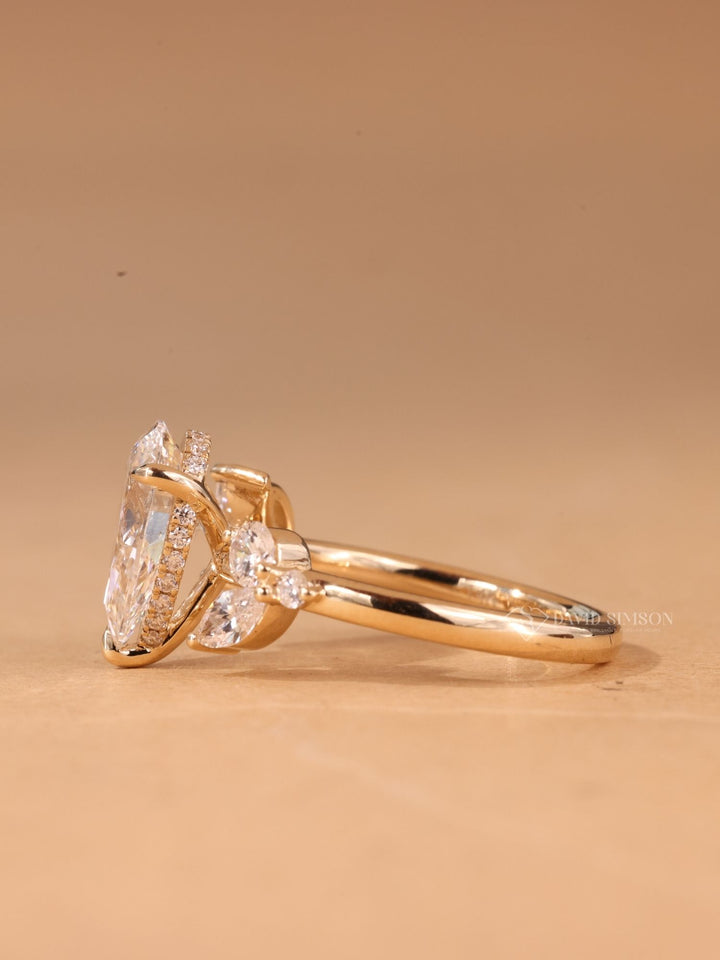 2.50CT-3.50CT Pear Cut Moissanite Diamond Nature Inspired Engagement Ring