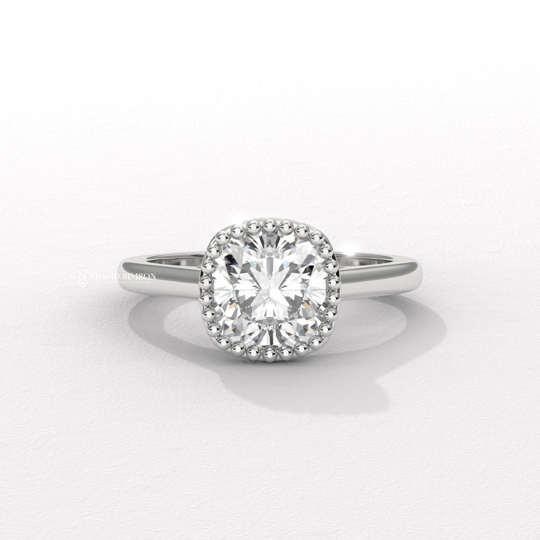 2.50CT-3.50CT Bezel Set Milgrain Cushion Moissanite Diamond Engagement Ring