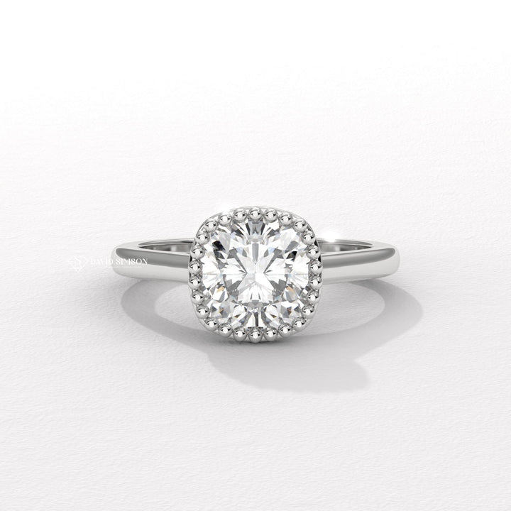 2.50CT-3.50CT Bezel Set Milgrain Cushion Moissanite Diamond Engagement Ring