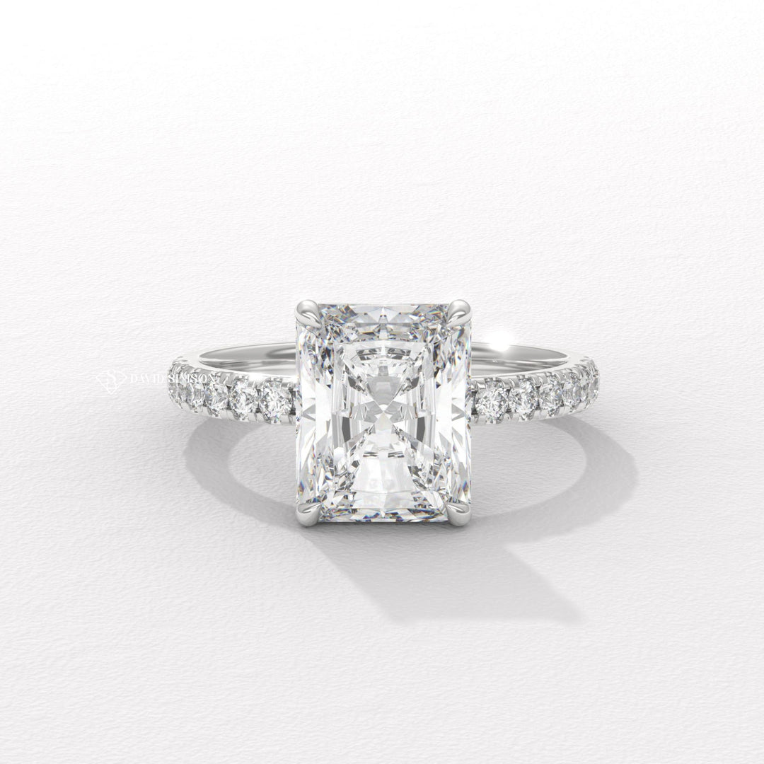 2.50CT-3.50CT Radiant Diamond Hidden Halo & pave Engagement Ring