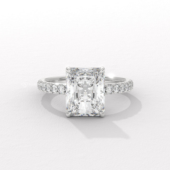 2.50CT-3.50CT Radiant Diamond Hidden Halo & pave Engagement Ring