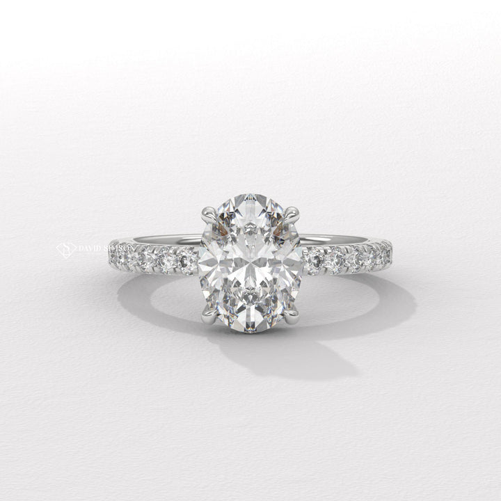 3.0CT-4.0CT Oval Moissanite Hidden Halo Diamond Engagement Ring