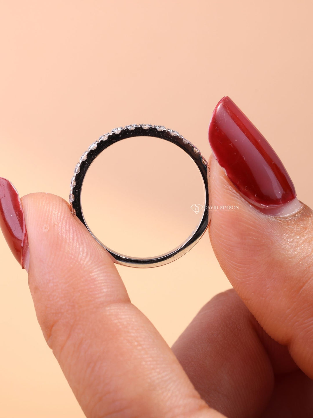 Round Cut Diamond Half Eternity Wedding Stacking Band