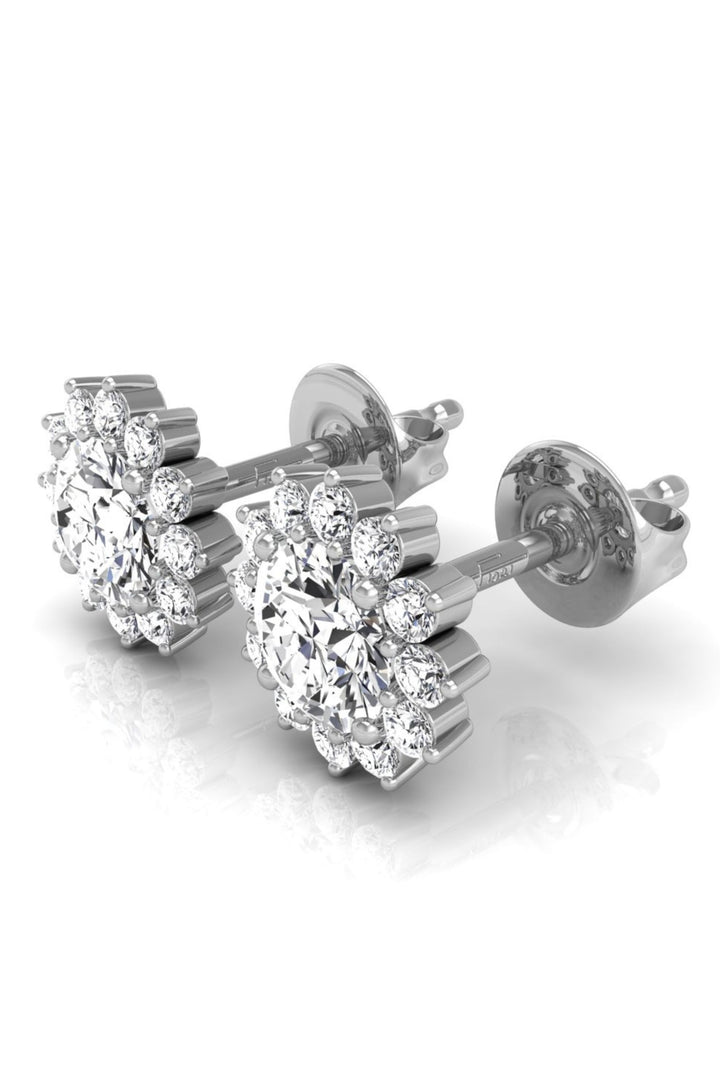 Round Cut Halo Moissanite Diamond Stud Earrings for Women