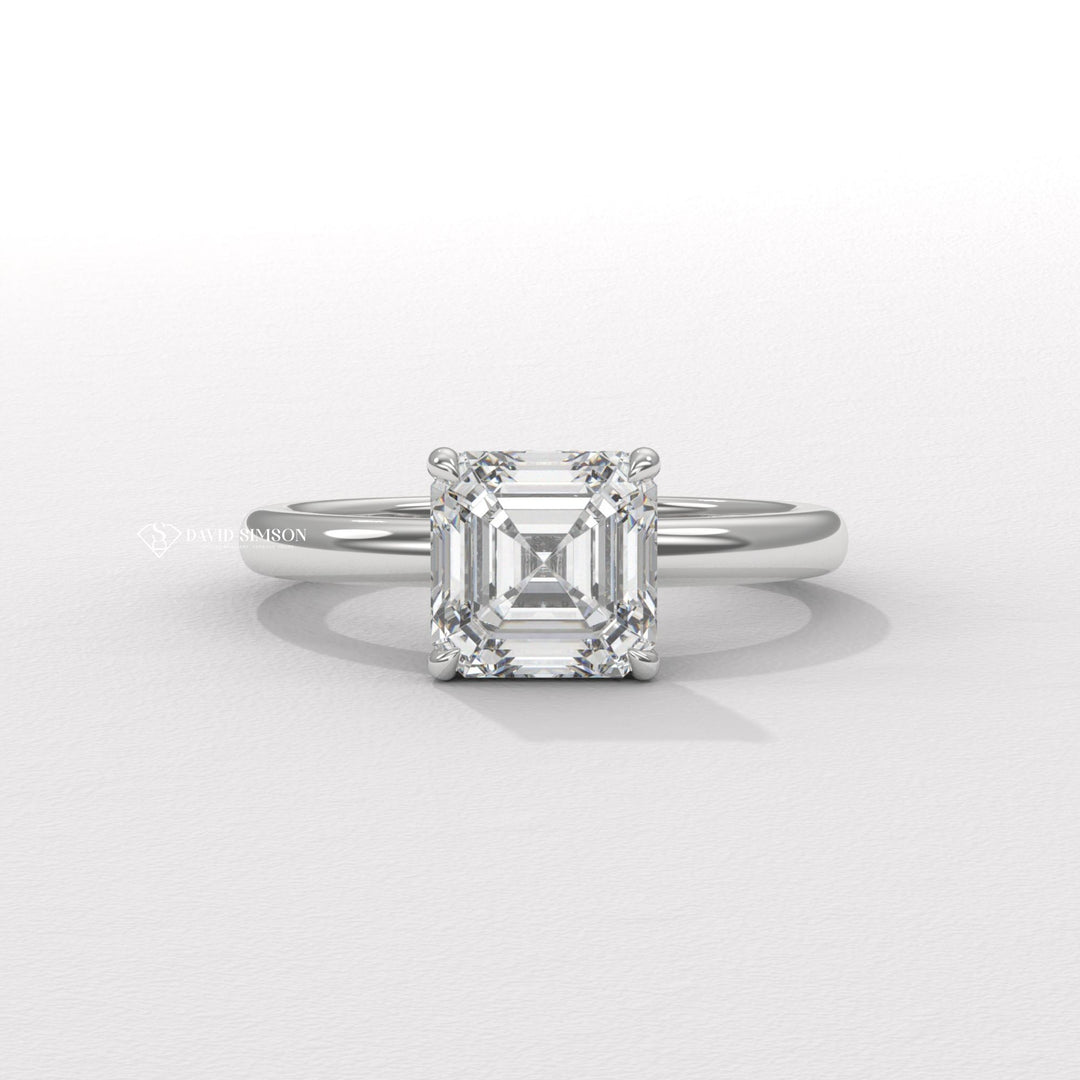 2.0CT-3.0CT Asscher Moissanite Diamond Hidden Halo Engagement Ring