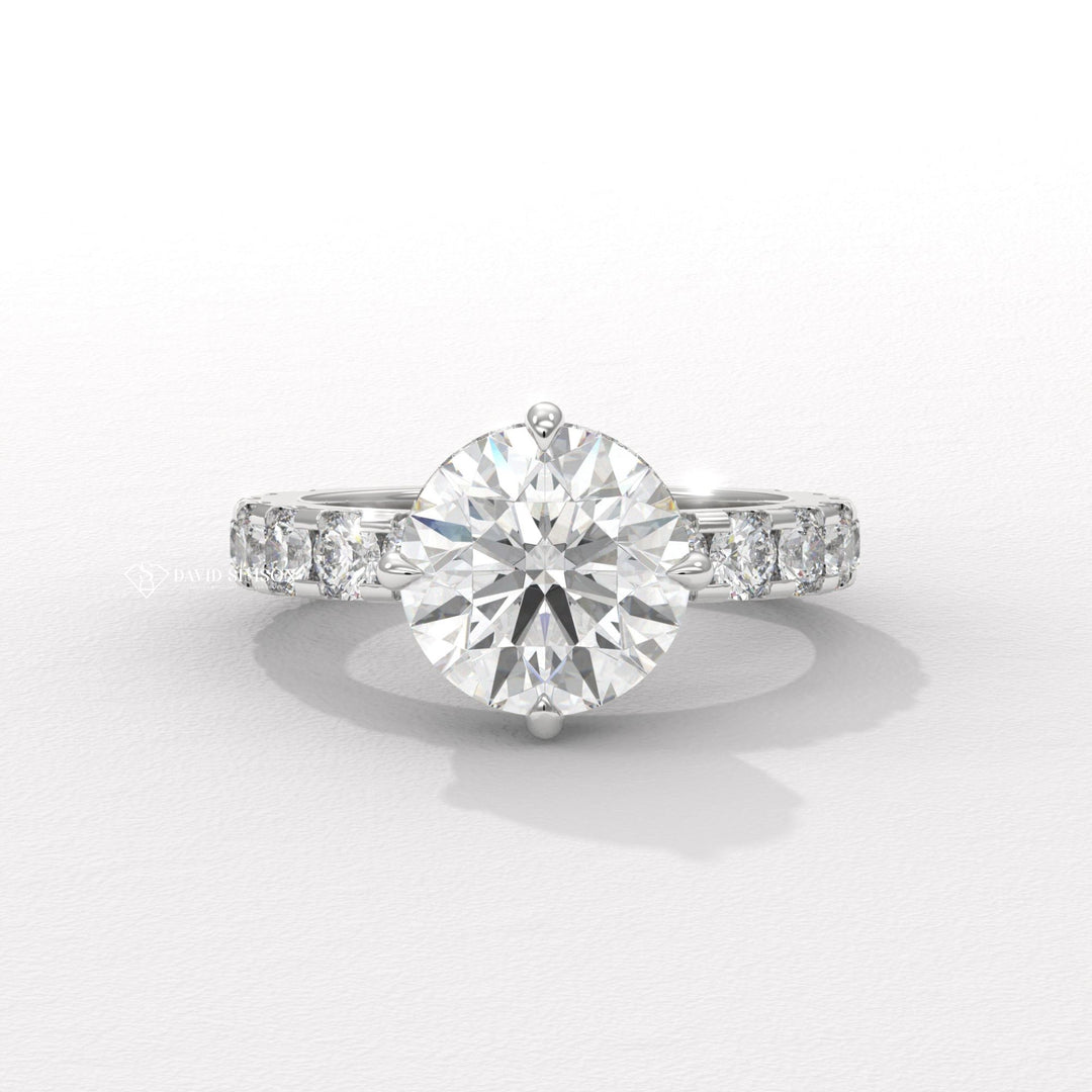 2.0CT-3.0CT Round Diamond Hidden Halo & Pave Engagement Ring