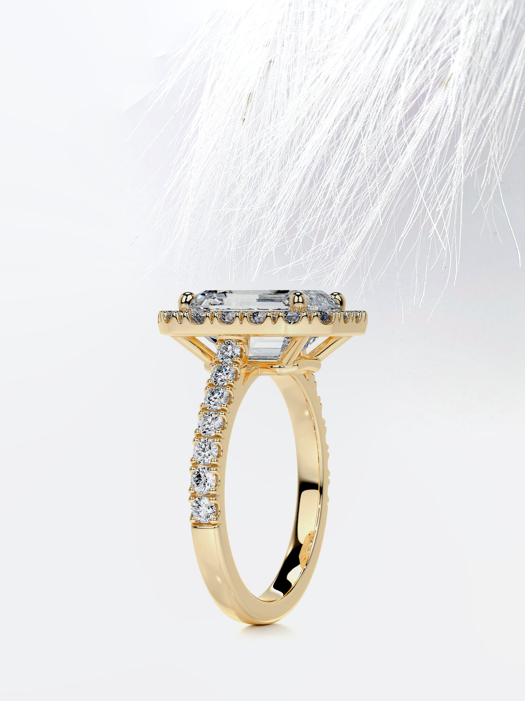 3.50CT Emerald Cut Halo Moissanite Diamond Engagement Ring