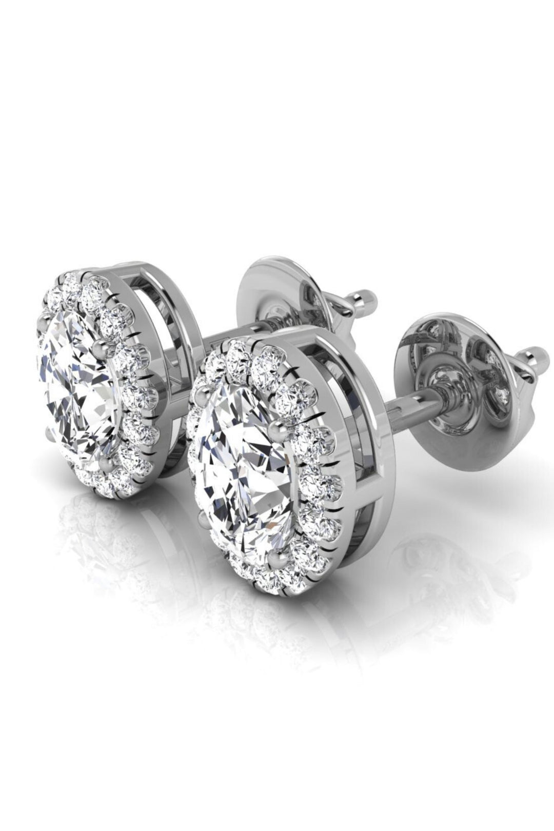 Oval Cut Moissanite Halo Diamond Stud Earrings for Her