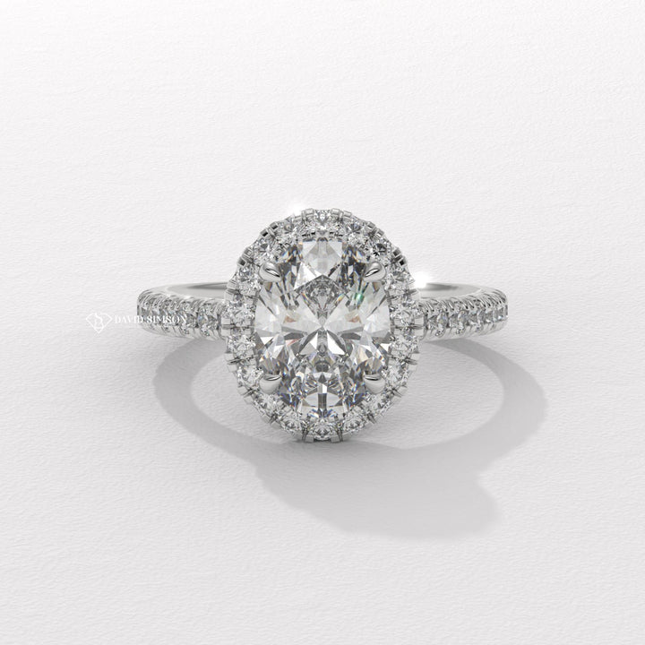 1.50CT-2.50CT Oval Cut Moissanite Halo Diamond Pave Engagement Ring