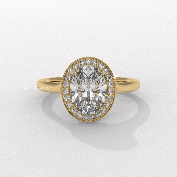 1.50CT-2.50CT Oval Cut Moissanite Channel Set Halo Diamond Engagement Ring