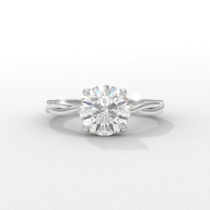 2.50CT-3.50CT Round Moissanite Diamond Twisted Engagement Ring